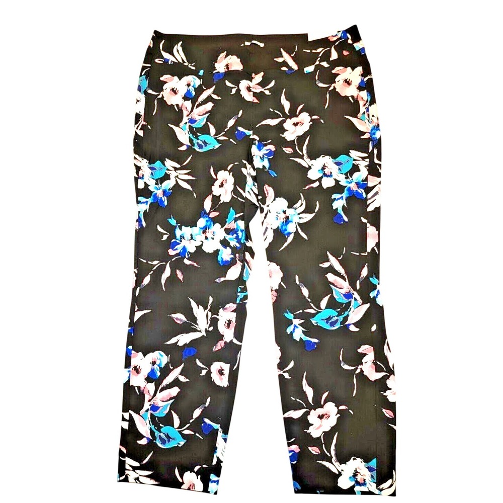 Lane Bryant The Allie 20R Floral Black Floral Ankle Pants Pull‎ On Stretch NWT